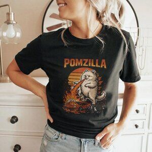 Pomzilla Pomeranian Monster T-Shirt, Funny Dog Lover Graphic Tee